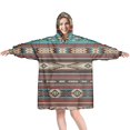 thumbnail image 1 of Wearable Oversized Blanket,Brown Geometric Triangle Diamond Pattern Wearable Blanket Hoodie for Adults,Cozy Hooded Blankets with Super Pockets,Super Warm Fuzzy Pullover for Women & Men, 1 of 6