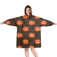 thumbnail image 1 of Wearable Oversized Blanket,Brown Halloween Pumpkin Faces Wearable Blanket Hoodie for Adults,Cozy Hooded Blankets with Super Pockets,Super Warm Fuzzy Pullover for Women & Men, 1 of 6