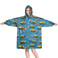 thumbnail image 1 of Wearable Oversized Blanket,Cartoon Construction Vehicles Barriers Wearable Blanket Hoodie for Adults,Cozy Hooded Blankets with Super Pockets,Super Warm Fuzzy Pullover for Women & Men, 1 of 6