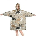 thumbnail image 1 of Wearable Oversized Blanket,Cartoon Corgi and Coffee Wearable Blanket Hoodie for Adults,Cozy Hooded Blankets with Super Pockets,Super Warm Fuzzy Pullover for Women & Men, 1 of 6