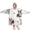 thumbnail image 1 of Wearable Oversized Blanket,Cartoon Corgi Dog and Footprints Wearable Blanket Hoodie for Adults,Cozy Hooded Blankets with Super Pockets,Super Warm Fuzzy Pullover for Women & Men, 1 of 6