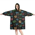 thumbnail image 1 of Wearable Oversized Blanket,Colorful Controllers Games Black Pattern Wearable Blanket Hoodie for Adults,Cozy Hooded Blankets with Super Pockets,Super Warm Fuzzy Pullover for Women & Men, 1 of 6