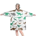 thumbnail image 1 of Wearable Oversized Blanket,Colorful Dinosaurs Silhouettes Pattern Wearable Blanket Hoodie for Adults,Cozy Hooded Blankets with Super Pockets,Super Warm Fuzzy Pullover for Women & Men, 1 of 6