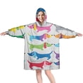 thumbnail image 1 of Wearable Oversized Blanket,Colorful Funny Dachshund Wearable Blanket Hoodie for Adults,Cozy Hooded Blankets with Super Pockets,Super Warm Fuzzy Pullover for Women & Men, 1 of 6