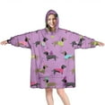 thumbnail image 1 of Wearable Oversized Blanket,Colorful Funny Dachshund Wearable Blanket Hoodie for Adults,Cozy Hooded Blankets with Super Pockets,Super Warm Fuzzy Pullover for Women & Men, 1 of 6