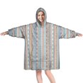 thumbnail image 1 of Wearable Oversized Blanket,Colorful Geometric Striped Pattern Wearable Blanket Hoodie for Adults,Cozy Hooded Blankets with Super Pockets,Super Warm Fuzzy Pullover for Women & Men, 1 of 6
