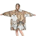 thumbnail image 1 of Wearable Oversized Blanket,Corgi Crowd Wearable Blanket Hoodie for Adults,Cozy Hooded Blankets with Super Pockets,Super Warm Fuzzy Pullover for Women & Men, 1 of 6