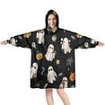 thumbnail image 1 of Wearable Oversized Blanket,Costumed Ghost Halloween Pattern Wearable Blanket Hoodie for Adults,Cozy Hooded Blankets with Super Pockets,Super Warm Fuzzy Pullover for Women & Men, 1 of 6
