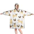 thumbnail image 1 of Wearable Oversized Blanket,Cute Cartoon Pug Wearable Blanket Hoodie for Adults,Cozy Hooded Blankets with Super Pockets,Super Warm Fuzzy Pullover for Women & Men, 1 of 6