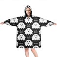 thumbnail image 1 of Wearable Oversized Blanket,Cute Halloween Ghost Pattern Wearable Blanket Hoodie for Adults,Cozy Hooded Blankets with Super Pockets,Super Warm Fuzzy Pullover for Women & Men, 1 of 6