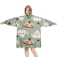 thumbnail image 1 of Wearable Oversized Blanket,Cute Halloween Ghost Pumpkin Pattern Wearable Blanket Hoodie for Adults,Cozy Hooded Blankets with Super Pockets,Super Warm Fuzzy Pullover for Women & Men, 1 of 6