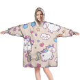 thumbnail image 1 of Wearable Oversized Blanket,Cute Unicorn Rainbow Cloud Pattern Wearable Blanket Hoodie for Adults,Cozy Hooded Blankets with Super Pockets,Super Warm Fuzzy Pullover for Women & Men, 1 of 6