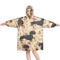 thumbnail image 1 of Wearable Oversized Blanket,Dachshund and Flower Wearable Blanket Hoodie for Adults,Cozy Hooded Blankets with Super Pockets,Super Warm Fuzzy Pullover for Women & Men, 1 of 6