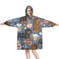 thumbnail image 1 of Wearable Oversized Blanket,Dachshund and Flower Wearable Blanket Hoodie for Adults,Cozy Hooded Blankets with Super Pockets,Super Warm Fuzzy Pullover for Women & Men, 1 of 6