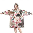 thumbnail image 1 of Wearable Oversized Blanket,Dachshund and Flower Wearable Blanket Hoodie for Adults,Cozy Hooded Blankets with Super Pockets,Super Warm Fuzzy Pullover for Women & Men, 1 of 6