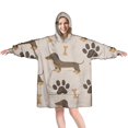 thumbnail image 1 of Wearable Oversized Blanket,Dachshund and Paws Wearable Blanket Hoodie for Adults,Cozy Hooded Blankets with Super Pockets,Super Warm Fuzzy Pullover for Women & Men, 1 of 6