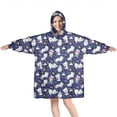 thumbnail image 1 of Wearable Oversized Blanket,Dark Blue Cartoon Cat Unicorn Pattern Wearable Blanket Hoodie for Adults,Cozy Hooded Blankets with Super Pockets,Super Warm Fuzzy Pullover for Women & Men, 1 of 6