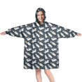 thumbnail image 1 of Wearable Oversized Blanket,Dark Blue Cartoon Unicorn Pattern Wearable Blanket Hoodie for Adults,Cozy Hooded Blankets with Super Pockets,Super Warm Fuzzy Pullover for Women & Men, 1 of 6