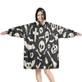 thumbnail image 1 of Wearable Oversized Blanket,Dark Halloween Ghosts Skulls and Bats Wearable Blanket Hoodie for Adults,Cozy Hooded Blankets with Super Pockets,Super Warm Fuzzy Pullover for Women & Men, 1 of 6