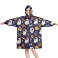 thumbnail image 1 of Wearable Oversized Blanket,Dark Halloween Pattern Wearable Blanket Hoodie for Adults,Cozy Hooded Blankets with Super Pockets,Super Warm Fuzzy Pullover for Women & Men, 1 of 6