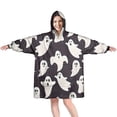 thumbnail image 1 of Wearable Oversized Blanket,Dark Halloween White Ghosts Wearable Blanket Hoodie for Adults,Cozy Hooded Blankets with Super Pockets,Super Warm Fuzzy Pullover for Women & Men, 1 of 6