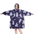 thumbnail image 1 of Wearable Oversized Blanket,Dark Purple Halloween Ghosts with Boo Wearable Blanket Hoodie for Adults,Cozy Hooded Blankets with Super Pockets,Super Warm Fuzzy Pullover for Women & Men, 1 of 6
