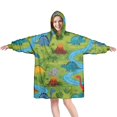 thumbnail image 1 of Wearable Oversized Blanket,Dinosaurs River Volcano Green Pattern Wearable Blanket Hoodie for Adults,Cozy Hooded Blankets with Super Pockets,Super Warm Fuzzy Pullover for Women & Men, 1 of 6