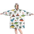 thumbnail image 1 of Wearable Oversized Blanket,Dinosaurs Volcano Palm White Pattern Wearable Blanket Hoodie for Adults,Cozy Hooded Blankets with Super Pockets,Super Warm Fuzzy Pullover for Women & Men, 1 of 6