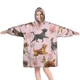 thumbnail image 1 of Wearable Oversized Blanket,Dogs with Pioneer Flower Wearable Blanket Hoodie for Adults,Cozy Hooded Blankets with Super Pockets,Super Warm Fuzzy Pullover for Women & Men, 1 of 6