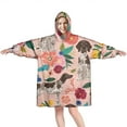 thumbnail image 1 of Wearable Oversized Blanket,Dogs with Pioneer Flower Wearable Blanket Hoodie for Adults,Cozy Hooded Blankets with Super Pockets,Super Warm Fuzzy Pullover for Women & Men, 1 of 6