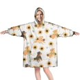 thumbnail image 1 of Wearable Oversized Blanket,Dogs with Sunflowers Wearable Blanket Hoodie for Adults,Cozy Hooded Blankets with Super Pockets,Super Warm Fuzzy Pullover for Women & Men, 1 of 6