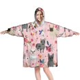 thumbnail image 1 of Wearable Oversized Blanket,French Bulldog Dog Pattern with Pioneer Flower Wearable Blanket Hoodie for Adults,Cozy Hooded Blankets with Super Pockets,Super Warm Fuzzy Pullover for Women & Men, 1 of 6