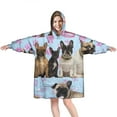 thumbnail image 1 of Wearable Oversized Blanket,French Bulldogs Wearable Blanket Hoodie for Adults,Cozy Hooded Blankets with Super Pockets,Super Warm Fuzzy Pullover for Women & Men, 1 of 6