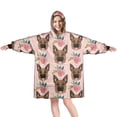 thumbnail image 1 of Wearable Oversized Blanket,German Shepherd with Roses Wearable Blanket Hoodie for Adults,Cozy Hooded Blankets with Super Pockets,Super Warm Fuzzy Pullover for Women & Men, 1 of 6