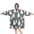 thumbnail image 1 of Wearable Oversized Blanket,Ghostly Boo Halloween Pattern Wearable Blanket Hoodie for Adults,Cozy Hooded Blankets with Super Pockets,Super Warm Fuzzy Pullover for Women & Men, 1 of 6