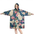 thumbnail image 1 of Wearable Oversized Blanket,Golden Retriever and Pioneer Flower Wearable Blanket Hoodie for Adults,Cozy Hooded Blankets with Super Pockets,Super Warm Fuzzy Pullover for Women & Men, 1 of 6