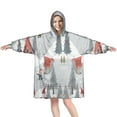 thumbnail image 1 of Wearable Oversized Blanket,Gray Christmas Gnome Village Pattern Wearable Blanket Hoodie for Adults,Cozy Hooded Blankets with Super Pockets,Super Warm Fuzzy Pullover for Women & Men, 1 of 6