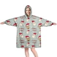 thumbnail image 1 of Wearable Oversized Blanket,Gray Christmas Santa and Reindeer Pattern Wearable Blanket Hoodie for Adults,Cozy Hooded Blankets with Super Pockets,Super Warm Fuzzy Pullover for Women & Men, 1 of 6