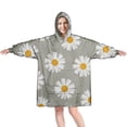 thumbnail image 1 of Wearable Oversized Blanket,Gray Daisy Flower White Blooms Pattern Wearable Blanket Hoodie for Adults,Cozy Hooded Blankets with Super Pockets,Super Warm Fuzzy Pullover for Women & Men, 1 of 6