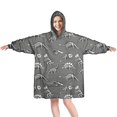 thumbnail image 1 of Wearable Oversized Blanket,Gray Dinosaur Skeletons Fossils Pattern Wearable Blanket Hoodie for Adults,Cozy Hooded Blankets with Super Pockets,Super Warm Fuzzy Pullover for Women & Men, 1 of 6