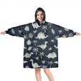 thumbnail image 1 of Wearable Oversized Blanket,Gray Dinosaurs Exotic Leaves Wearable Blanket Hoodie for Adults,Cozy Hooded Blankets with Super Pockets,Super Warm Fuzzy Pullover for Women & Men, 1 of 6