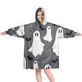 thumbnail image 1 of Wearable Oversized Blanket,Gray Halloween Ghosts Bats and Boo Wearable Blanket Hoodie for Adults,Cozy Hooded Blankets with Super Pockets,Super Warm Fuzzy Pullover for Women & Men, 1 of 6