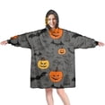 thumbnail image 1 of Wearable Oversized Blanket,Gray Halloween Pumpkins Bats and Faces Wearable Blanket Hoodie for Adults,Cozy Hooded Blankets with Super Pockets,Super Warm Fuzzy Pullover for Women & Men, 1 of 6