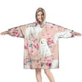 thumbnail image 1 of Wearable Oversized Blanket,Great Pyrenees Dog and Pioneer Flower Wearable Blanket Hoodie for Adults,Cozy Hooded Blankets with Super Pockets,Super Warm Fuzzy Pullover for Women & Men, 1 of 6