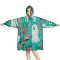 thumbnail image 1 of Wearable Oversized Blanket,Great Pyrenees Dog and Pioneer Flower Wearable Blanket Hoodie for Adults,Cozy Hooded Blankets with Super Pockets,Super Warm Fuzzy Pullover for Women & Men, 1 of 6