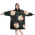 thumbnail image 1 of Wearable Oversized Blanket,Green and Black Christmas Plaid Santa Pattern Wearable Blanket Hoodie for Adults,Cozy Hooded Blankets with Super Pockets,Super Warm Fuzzy Pullover for Women & Men, 1 of 6