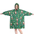 thumbnail image 1 of Wearable Oversized Blanket,Green Christmas Santa and Icon Pattern Wearable Blanket Hoodie for Adults,Cozy Hooded Blankets with Super Pockets,Super Warm Fuzzy Pullover for Women & Men, 1 of 6