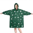 thumbnail image 1 of Wearable Oversized Blanket,Green Christmas Snowflake Pattern Wearable Blanket Hoodie for Adults,Cozy Hooded Blankets with Super Pockets,Super Warm Fuzzy Pullover for Women & Men, 1 of 6