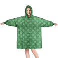 thumbnail image 1 of Wearable Oversized Blanket,Green Christmas Snowflake Pattern Wearable Blanket Hoodie for Adults,Cozy Hooded Blankets with Super Pockets,Super Warm Fuzzy Pullover for Women & Men, 1 of 6