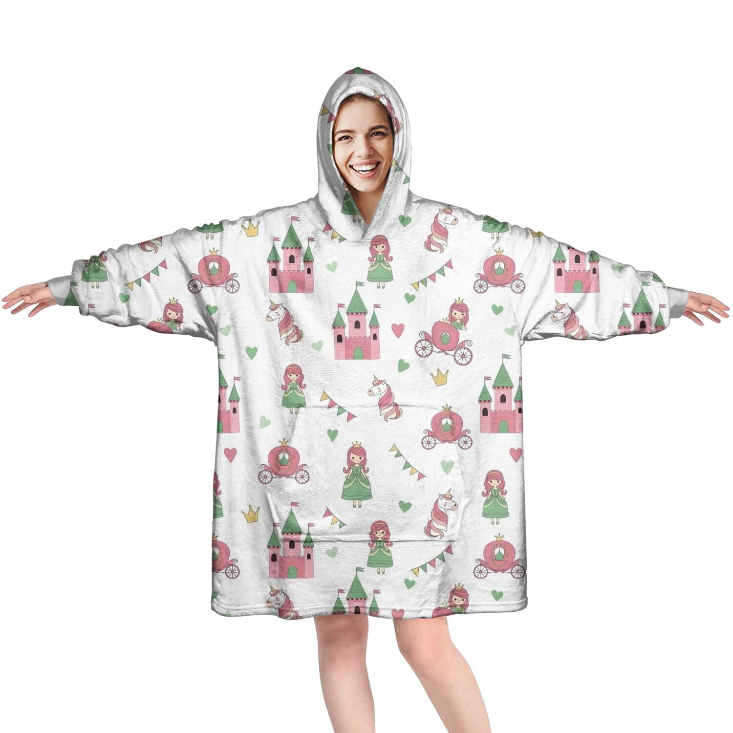 Wearable Oversized Blanket,Green Dress Princess Castle Pattern Wearable  Blanket Hoodie for Adults,Cozy Hooded Blankets with Super Pockets,Super  Warm Fuzzy Pullover for Women & Men - Walmart.com